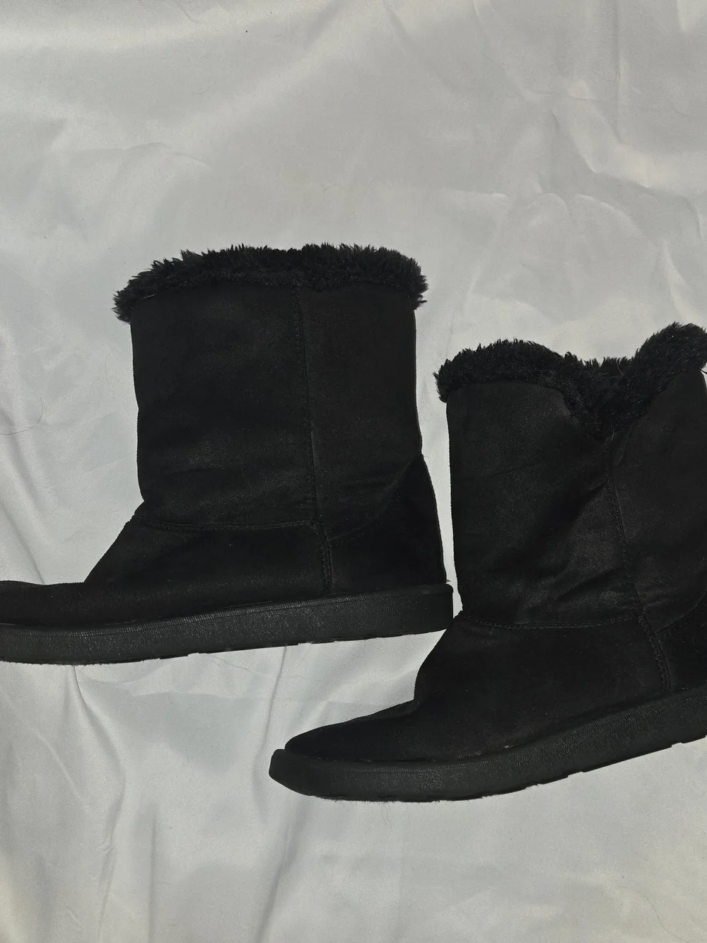 Roebuck & Co. Fiona Black Faux Suede Faux Fur Lined Winter Boots Women's Size 8